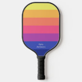 Farbenfrohe Monogramm Vollname Gelbblau Farbe Pickleball Schläger (Vorderseite)