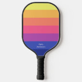 Farbenfrohe Monogramm Vollname Gelbblau Farbe Pickleball Schläger (Rückseite)