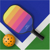 Farbenfrohe Monogramm Vollname Gelbblau Farbe Pickleball Schläger