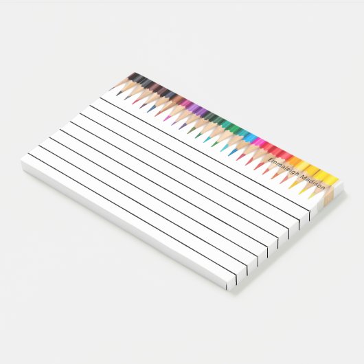 Farbenfrohe, monogrammatikalische Farbstifte Post-it Klebezettel (angewinkelt)