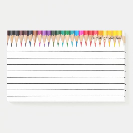 Farbenfrohe, monogrammatikalische Farbstifte Post-it Klebezettel (Vorderseite)