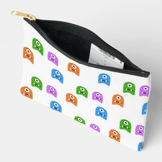 Farbenfrohe Monster auf weiß Zubehörtasche (Offen)