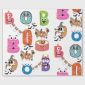 Farbenfrohe Monster "BOO" Halloween Cartoon Design Geschenkpapier (Flach)