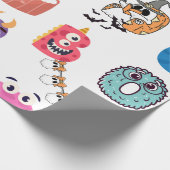 Farbenfrohe Monster "BOO" Halloween Cartoon Design Geschenkpapier (Ecke)