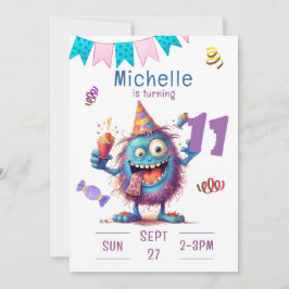 Farbenfrohe Monster Elf Jahr Einladung zum Geburts