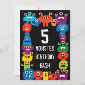 Farbenfrohe Monster-Kindergeburtstag-Party Einladu Einladung (Rückseite)