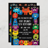 Farbenfrohe Monster-Kindergeburtstag-Party Einladu Einladung (Vorne/Hinten)