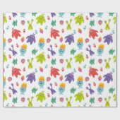 Farbenfrohe Monster-Muster | weiß Geschenkpapier (Flach)