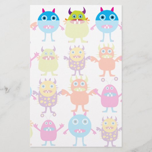 Farbenfrohe Monster-Party-Bash Briefpapier (Vorderseite)