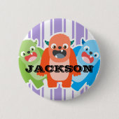 Farbenfrohe Monster Personalisierte Kinder Button (Vorderseite)