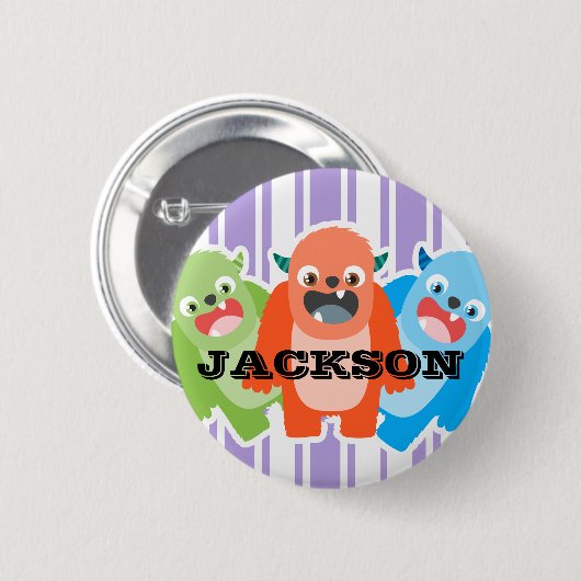 Farbenfrohe Monster Personalisierte Kinder Button (Vorne & Hinten)