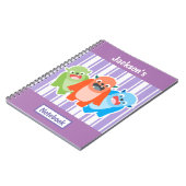 Farbenfrohe Monster Personalisierte Kinder Notizblock (Linke Seite)