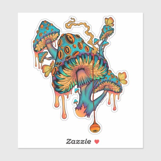 Farbenfrohe Monster-Pilze Aufkleber (Blatt)