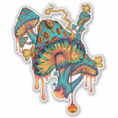 Farbenfrohe Monster-Pilze Aufkleber (Vorderseite)