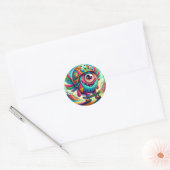 Farbenfrohe Monster Skateboarder Runder Aufkleber (Umschlag)