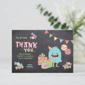 Farbenfrohe Monster Thema Kinder Danke Karte (Stehend Vorderseite)