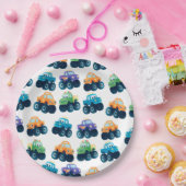 Farbenfrohe Monster Truck Muster Geburtstag Pappteller (Party)