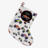 Farbenfrohe Monster Trucks Racing Kids Individuell Großer Weihnachtsstrumpf (Vorderansicht (hängend))