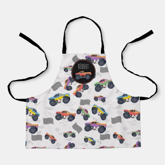 Farbenfrohe Monster Trucks Racing Kids Individuell Schürze (Vorderseite)
