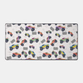 Farbenfrohe Monster Trucks Racing Kids Pattern Schreibtischunterlage (Vorderseite)