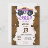 Farbenfrohe Monster Trucks Racing Kindergeburtstag Einladung (Vorderseite)