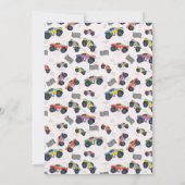 Farbenfrohe Monster Trucks Racing Kindergeburtstag Einladung (Rückseite)