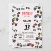 Farbenfrohe Monster Trucks Racing Kindergeburtstag Einladung (Vorderseite)