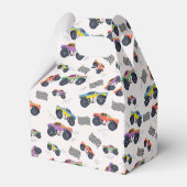 Farbenfrohe Monster Trucks Racing Kindergeburtstag Geschenkschachtel (Rückseite)