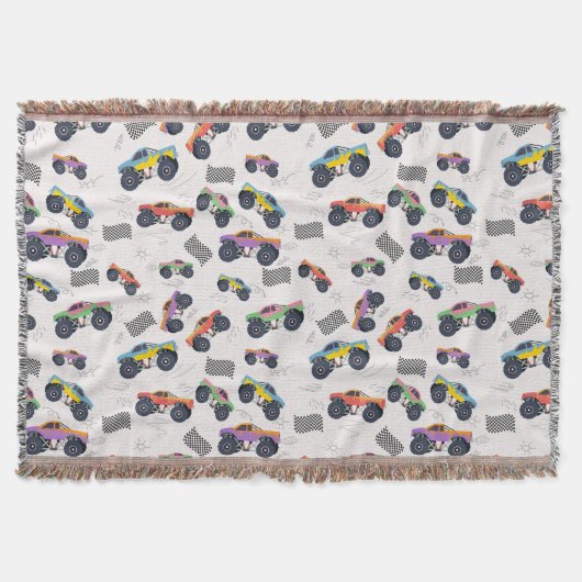 Farbenfrohe Monster Trucks Rennmuster Decke (Vorderseite)