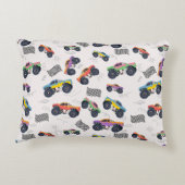 Farbenfrohe Monster Trucks Rennmuster Dekokissen (Rückseite)