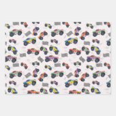 Farbenfrohe Monster Trucks Rennmuster Geschenkpapier Set (Vorderseite 3)