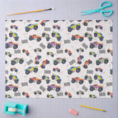 Farbenfrohe Monster Trucks Rennmuster Seidenpapier (Basteln)
