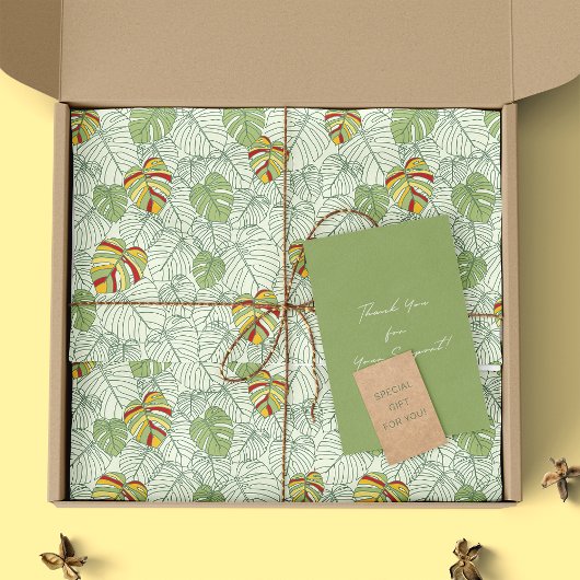 Farbenfrohe Monstera Blätter Jungle Tissue Seidenpapier