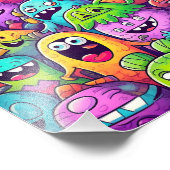 Farbenfrohe Monsterdoodles Fotodruck (Ecke)
