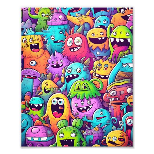 Farbenfrohe Monsterdoodles Fotodruck (Vorne)