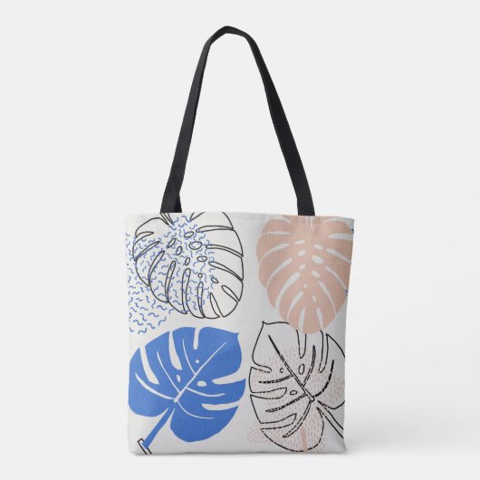 Farbenfrohe Monsterer Leaf Muster Tote Tasche (Rückseite)