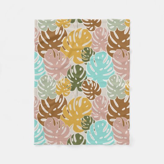 Farbenfrohe Monsterie-Urwald Fleecedecke (Vorderseite)