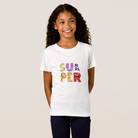 Farbenfrohe Monsterschrift | Super Kids Design T-Shirt (Vorne ganz)