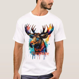 Farbenfrohe Moose Watercolor New Hampshire T-Shirt