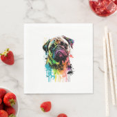 Farbenfrohe Mops Pop Art Vater Mama Serviette (Beispiel)