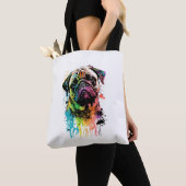 Farbenfrohe Mops Pop Art Vater Mama Tasche (Von Nahem)