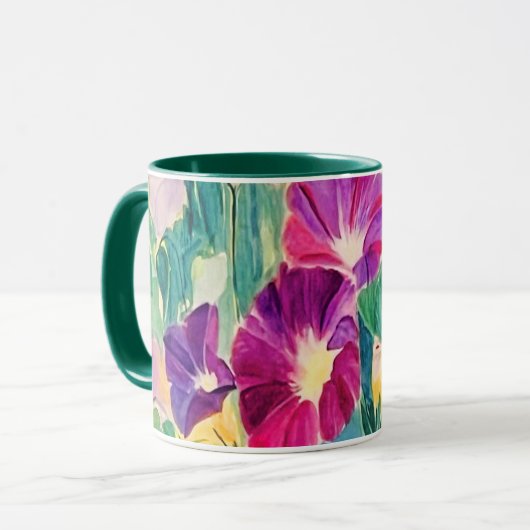 Farbenfrohe Morgengläser Blumencoffee Tasse (Vorderseite Links)