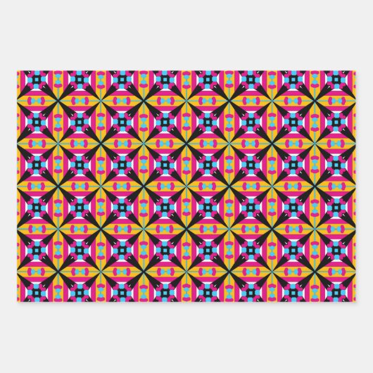 Farbenfrohe Mosaik Abstrakt Op Art geometrische Mu Geschenkpapier Set (Vorderseite 3)