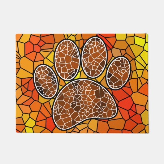 Farbenfrohe Mosaik Art Dog Paw Print Fußmatte (Vorderseite)