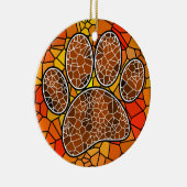 Farbenfrohe Mosaik Art Dog Paw Print Keramik Ornament (Rechts)
