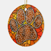 Farbenfrohe Mosaik Art Dog Paw Print Keramik Ornament (Links)
