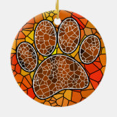 Farbenfrohe Mosaik Art Dog Paw Print Keramik Ornament (Hinten)