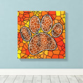 Farbenfrohe Mosaik Art Dog Paw Print Leinwanddruck (Insitu (Holzboden))