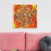 Farbenfrohe Mosaik Art Dog Paw Print Leinwanddruck (Insitu (Wohnzimmer))