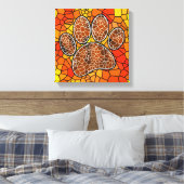 Farbenfrohe Mosaik Art Dog Paw Print Leinwanddruck (Insitu (Schlafzimmer))